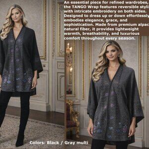 Shawl wrap Reversible ALPACA Embroidery